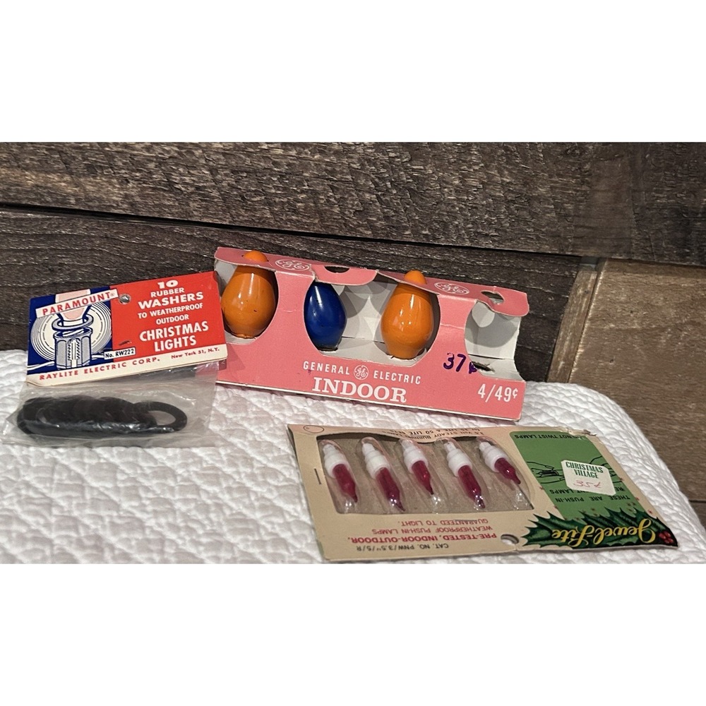 Vintage Christmas Lot Light Bulbs And Light Washers